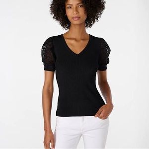 NWT KARL LAGERFELD PARIS Lace Puff Sleeve Sweater